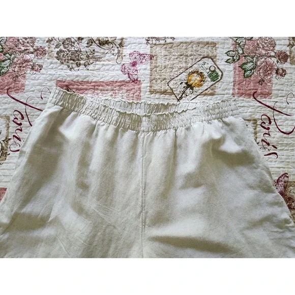 H&M Women's Pull-on Elastic Waist Shorts Linen Blend‎ Pockets Beige Size XL - Picture 5 of 11